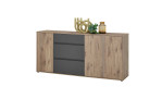 Sideboard Nancy, in der Farbausführung Viking Oak mit grau, Schrägansicht