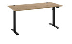 Elektro-Schreibtisch Gedankenplatz in Artisan Eiche Dekor und schwarzem Gestell, veränderte Ansicht