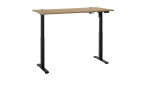 Elektro-Schreibtisch Gedankenplatz in Artisan Eiche Dekor und schwarzem Gestell, Ansicht in höhenverstellter Position