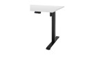 Elektro-Schreibtisch Gedankenplatz in Melamin weiß mit schwarzem Gestell, Nahansicht an das Schwarze Gestell