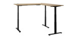 Schreibtischwinkel Melanie in Artisan Eiche Dekor mit schwarzem Gestell, Ansicht in höhenverstellter Position