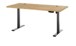 Elektro-Schreibtisch Pronto in Eiche Massivholz mit schwarzem Gestell