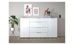Kommode Saverne 4 Farbe Weiß, Frontansicht im Wohnzimmer