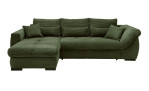 Wohnlandschaft Folkestone mit moosgrünem Cord-Stoff bezogen, Ottomane links, mit 8 Kissen