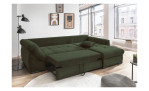 Wohnlandschaft Folkestone mit moosgrünem Cord-Stoff bezogen, Ottomane rechts, Ansicht der Schlaffunktion