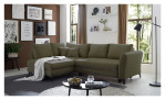 Ecksofa Hereford mit Stoff-Bezug in der Farbe Winter Moss Milieuansicht