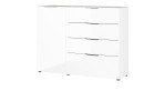 Sideboard Owingen in weiß mit Glasauflagen, 4 Schublade und 1 Tür