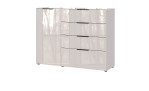 Kommode Owingen in Kaschmir/Glas mit 4 Schublade und 1 Tür