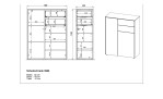 Schuhschrank Luna Front und Korpus Kaschmir, mit 2 Türen und 2 Schubladen, Ansicht Skizze mit Maßen
