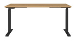Höhenverstellbarer Schreibtisch Jet in Grandson-Eiche und Schwarz, 160 x 80 cm