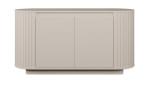Sideboard Chania in Hellbeige mit zwei glatten Schranktüren und geschwungenen, geriffelten Seitenwänden.