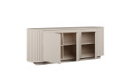 Sideboard Chania in Sandfarbe mit abgerundeten Ecken und zwei offenen Türen, hinter denen sich Einlegeböden befinden.