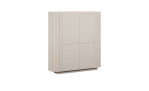 Schrank Chania – modernes, beiges Sideboard mit vier Türen und vertikal geriffelten Seitenwänden.