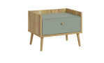 Nachtkonsole Winston in der Farbkombi. Mauvella oak / Salbeigrün, Schrägansicht