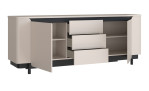 Sideboard Venedig in Sand, 3 Schubladen und 2 Drehtüren, seiltiche Ansicht