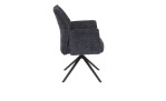 Stuhl Dora I mit Bezug in Anthrazit aus Webstoff in Teddyoptik, Vierfußgestell konisch aus grauem Metall, Seitenansicht