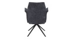 Stuhl Dora I mit Bezug in Anthrazit aus Webstoff in Teddyoptik, Vierfußgestell konisch aus grauem Metall, Rückansicht