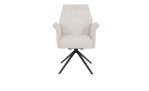 Stuhl Dora I mit Bezug in Weiß aus Webstoff in Teddyoptik, Vierfußgestell konisch aus grauem Metall, Draufsicht