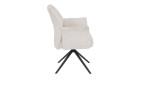 Stuhl Dora I mit Bezug in Weiß aus Webstoff in Teddyoptik, Vierfußgestell konisch aus grauem Metall, Seitenansicht
