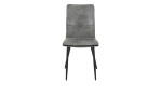 Stuhl Capri Bezug aus Microfaser Grau in Vintage-Optik und Füßen aus schwarzem Rundrohr-Metall, Draufsicht