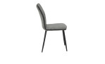 Stuhl Capri Bezug aus Microfaser Grau in Vintage-Optik und Füßen aus schwarzem Rundrohr-Metall, Seitansicht