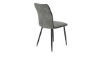 Stuhl Capri Bezug aus Microfaser Grau in Vintage-Optik und Füßen aus schwarzem Rundrohr-Metall, Rückansicht schräg