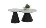 Couchtisch Dean in der Farbe schwarz/weiß Marmoroptik, untereinander gestellt