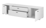 Lowboard Leander in weiß mit Tiefziehfronten, inkl. senkrechter Beleuchtung, Ansicht mit offenen Türen 