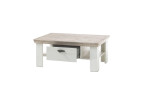 Couchtisch Flores in Pinie Weiß Absetzung Farbe Oslo Pinie, Ausgefahrene Schublade