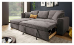 Wohnlandschaft Leon mit Ottomane links in ash (aschgrau), Ansicht Ausziehfunktion