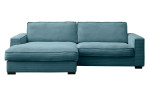 Wohnlandschaft Holly in einem Türkisblauen Cordstoff bezogen.