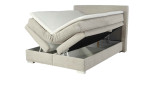 Boxspringbett Alice in der Farbe Greige mit beiden Bettkästen geöffnet