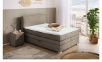 Boxspringbett Alice in der Farbe Taupe im Schlafzimmer