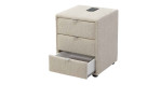 Nachttisch Lucy in der Farbe Beige, unterste Schublade geöffnet
