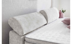 Detailansicht Boxspringbett Dany Mix in der Farbe Hellgrau Kopflehen unterschiedlich eingestellt