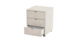 Nachtkonsole Laura in der Farbe beige, die unterste Schublade ist geöffnet