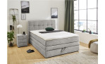 Boxspringbett Antonia de Luxe in der Farbe Hellgrau im Schlafzimmer