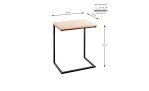 Beistelltisch Luca 2 mit rechteckiger Holzplatte 40x30 cm und schwarzem Metallgestell, 50 cm hoch.