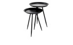 Beistelltisch Hardy 1, zwei runde schwarze Tische mit abnehmbaren Tablettplatten und schlanken Beinen, unterschiedlich hoch