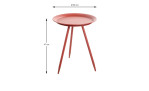 Roter Beistelltisch Hardy 1 mit rundem Tablett und drei schlanken Beinen, 38 cm Durchmesser, 47 cm hoch