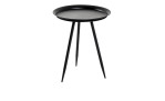 Beistelltisch Hardy 2 mit rundem Tablett-Top und drei schlanken Beinen in Schwarz