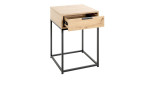 Konsole Marlena in Eiche hell aus Holzwerkstoff mit einem schwarzen Stahlrohrgestell. Mit offener Schublade