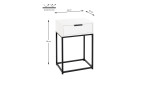 Konsole Marlena mit weißem Korpus und einer Schublade, schwarzes Metallgestell, Maße 60 cm hoch, 40 cm breit, 28 cm tief