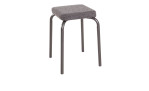 Stapelhocker Polly mit grauem Gestell und gepolstertem Sitz