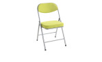 Klappstuhl Karl mit grünem Bezug, Metallrahmen, gepolsterte Sitzfläche und Rückenlehne