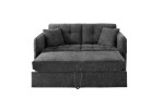Funktionssofa Lars im Bezugstoff Schwarz mit ausgefahrener Schlaffunktion vorne