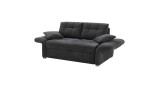 Funktionssofa Lars im Bezugstoff Schwarz mit verstellten Armlehnen