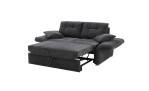 Funktionssofa Lars im Bezugstoff Schwarz mit ausgefahrener Schlaffunktion vorne