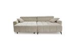 Wohnlandschaft Remo: hellgraue Polstergarnitur, 80 cm hoch, gesteppte Sitzfläche, 2 Kissen, schwarze Metallbeine.