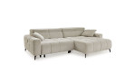 Wohnlandschaft Remo: hellgraues L-förmiges Sofa, gesteppte Kissen, schwarze Beine, 80 cm hoch, inklusive 2 Armlehnenkissen.
